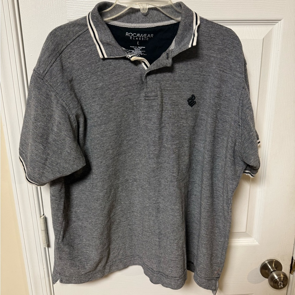 Vintage Y2K Rocawear Black/White Classic Polo Shirt Men’s Size Large